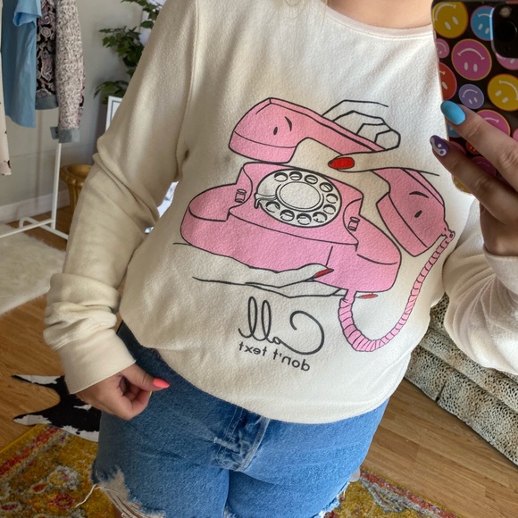 wildfox cream call don't text vintage jumper - Picture 3 of 4